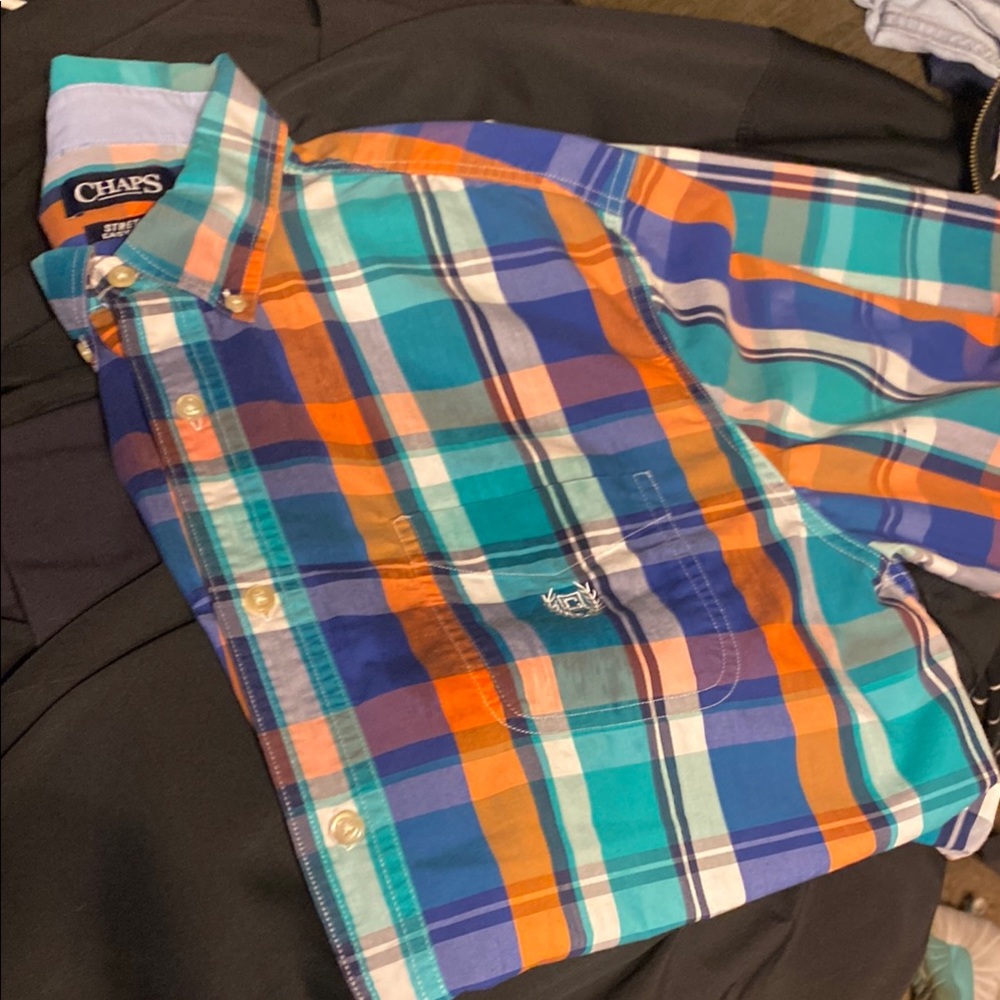 Chaps stretch multi colored button up dress shirt men’s X-Large